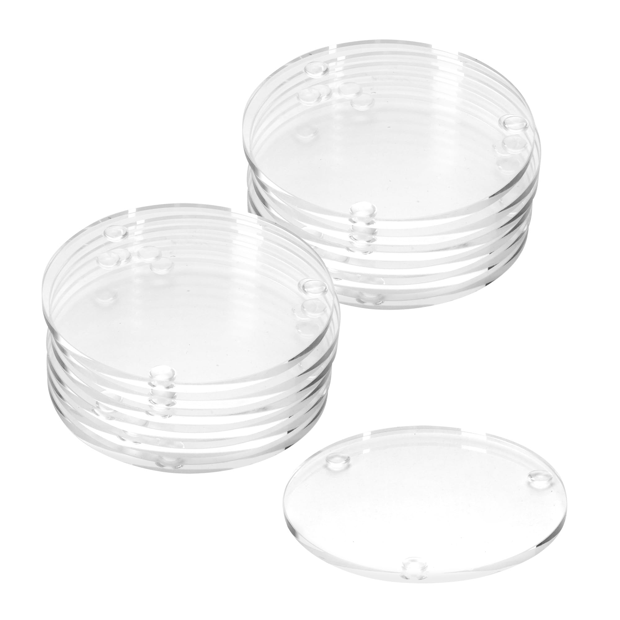 12 posavasos de vidrio para beber, posavasos redondos transparentes de 3.5 pulgadas, posavasos de cristal antideslizantes para mesa, tazas, tazas, oficina, hogar, fiestas