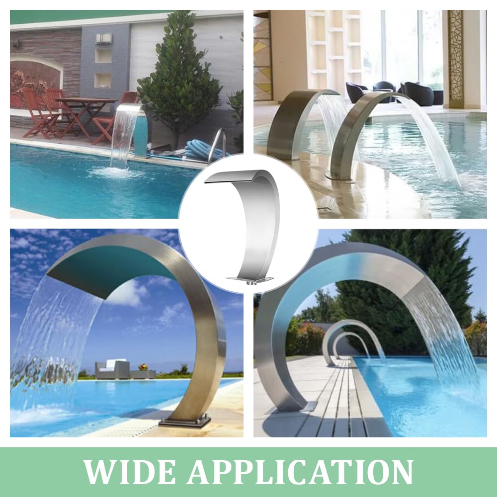 Fontana Per Piscina Giardino Decorazione Cascata Rilassante In Acciaio Inossidabile Per Interni Ed Esterni, Giardino, Rocciosi E Laghetti, Altezza 40cm x 20cm
