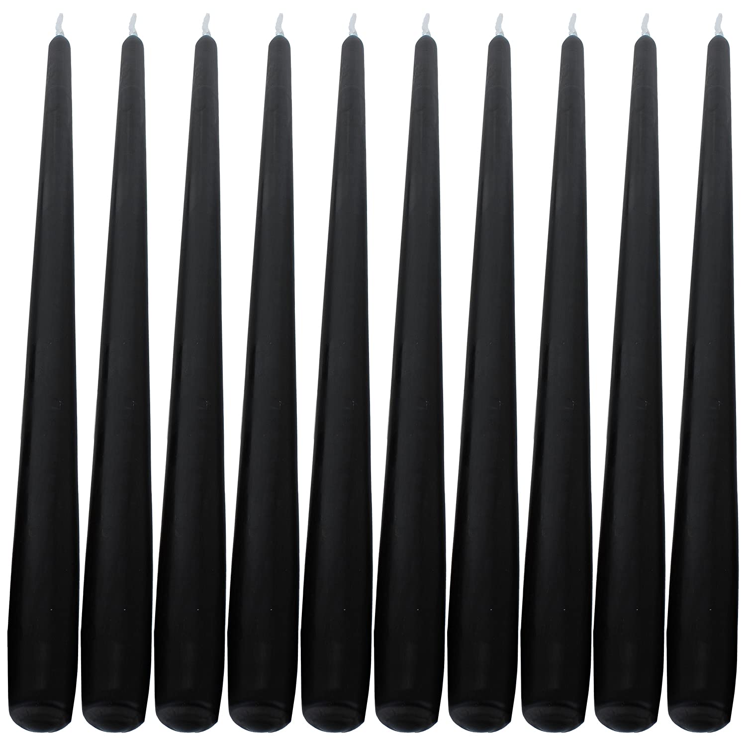 Delisupplies Black Deli Supplies Dinner Party Christmas Table Decor Bistro Candles Non Drip Tapered 9” 24Cm Tall Taper Candle 7 Hour Burn Time Smokeless And Dripless Quality Wax (, 10)