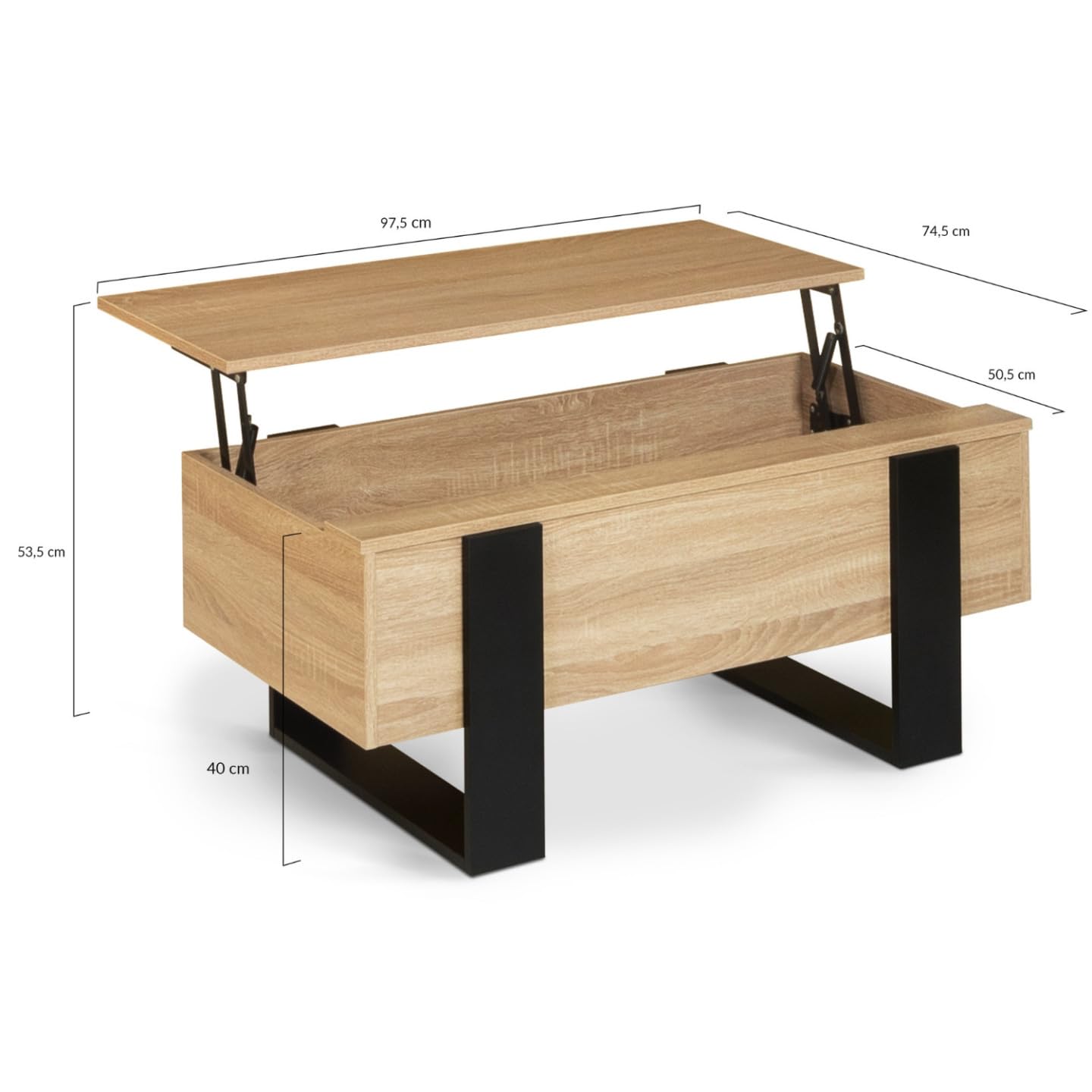 IDMarket - Table Basse Plateau relevable rectangulaire Phoenix Bois et Noir