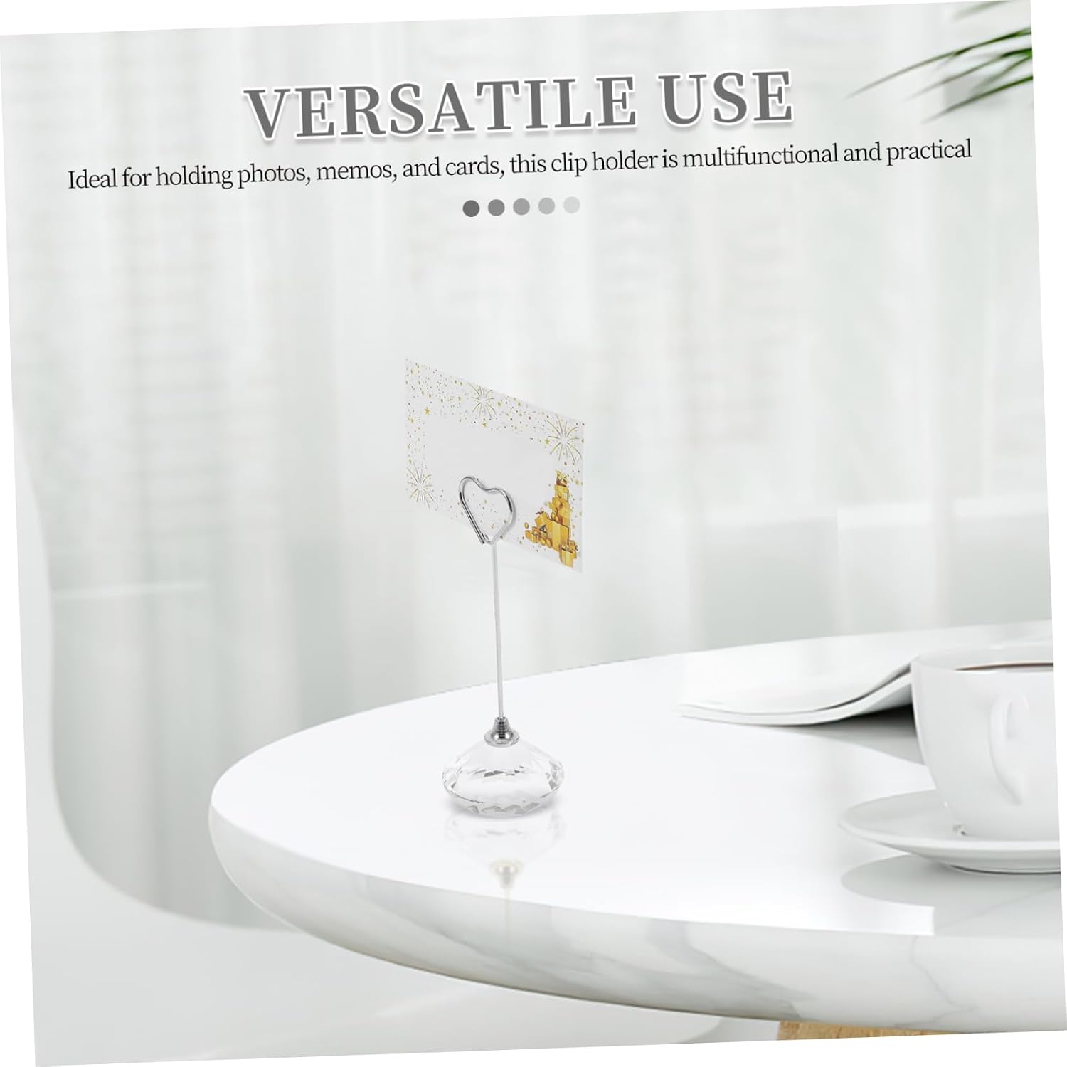 ABOOFAN Crystal Photo Clip Stand Decorative Memo Holder Valentines Card Holder Table Number Stand Stylish Desk Organizer