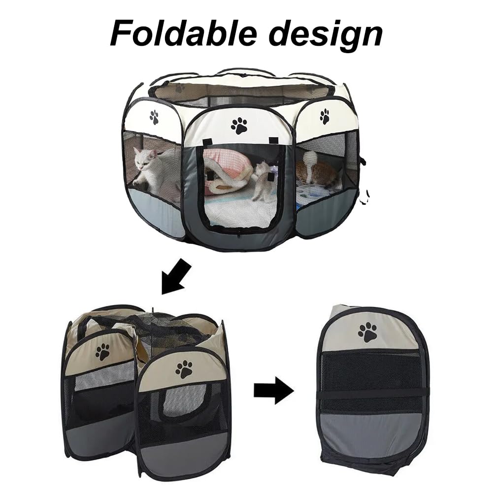 Parque Plegable para Perros,Portátil Parque para Perros,Corralito para Perros,Impermeable Parque de Juego de Tela Oxford,para Interior y Exterior,para Cachorros,Gatos,Perros,Conejos,74x74x43cm