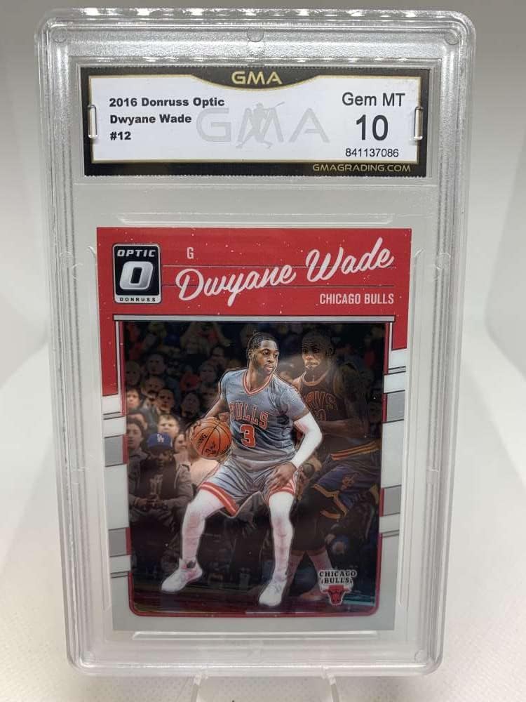 GMA Graded Gem MT 10 841137086 2016-17 Donruss Optic #12 Dwayne Wade With LeBron James Chicago Bulls Professionally Graded Basketball Card in Gem MT 10 Condition