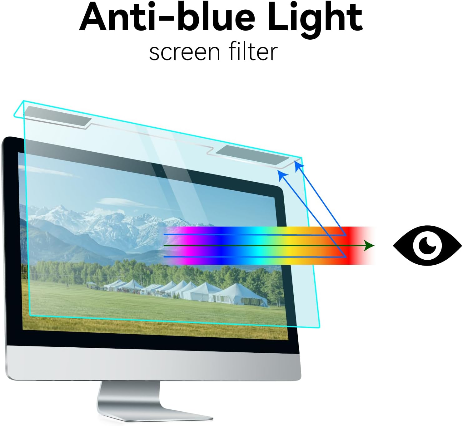 MOSISO 23-24 inch Computer Blue Light Blocking Screen Protector for Diagonal 23,23.6,23.8,24 inch Monitor, Anti-UV Eye Protection Frame Hanging Type Computer Screen Blue Light Blocker Filter Film