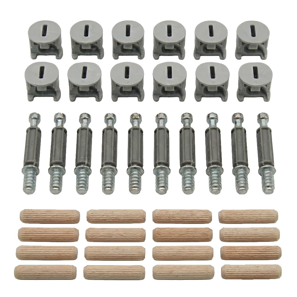 Kit di riparazione e ricambio per IKEA BILLY METOD, PAX, Brignes, tasselli a vite, dado eccentrico, tasselli in legno