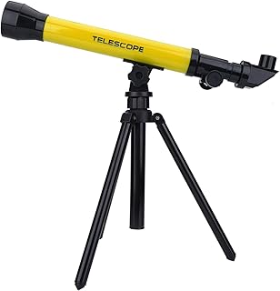 Telescope for Kids Beginners, Professional Astronomical Refracting Telescope, Lightweight Monocular Telescope with Adjustable Foldable Tripod 20x 40x 60x Eyepieces for Outdoor Activities(Yellow)