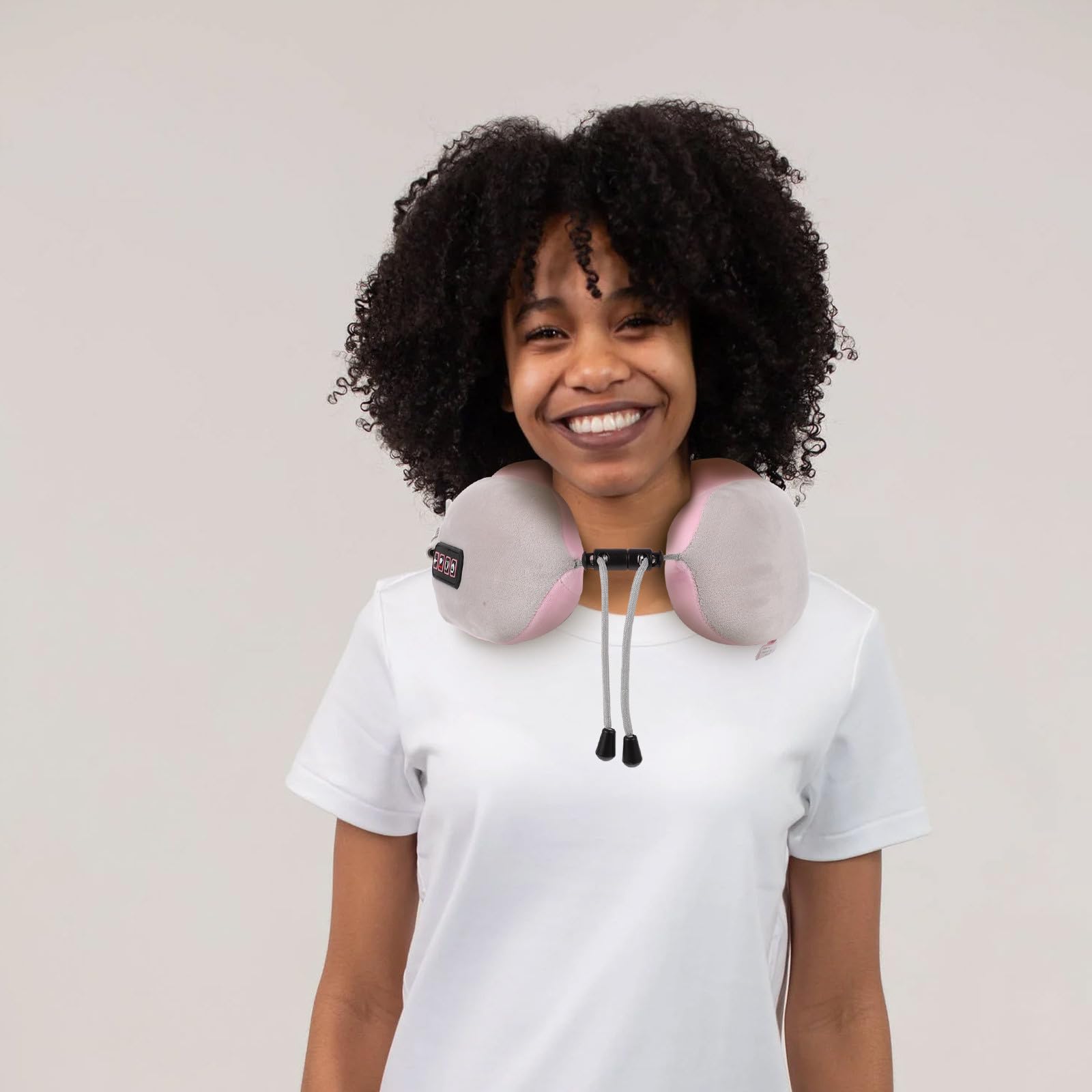 Nackenmassagegerät mit Heizfunktion und Vibration, Rosa | Cloth Ausführung, 1200ma Akku, Leiser Motor, für Zuhause und Unterwegs