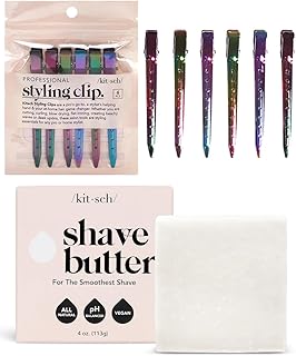 Kitsch Smooth Shaving Soap with Duck Billed Hair Clips for Women | Paraben-Free and Sulfate-Free Ideal for Sensitive Skin | Metal Alligator Clips Secure Hair Away for a Hassle-Free Shaving Experience