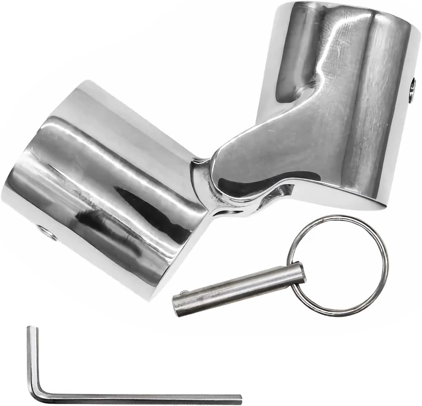 2 Pack Boat Pipe Connector, 316SS Marine Grade Handrail Fitting Folding Swivel Coupling Tube Joint Connector Stainless Steel Boat Hardware