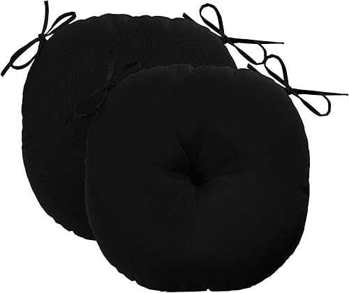 Miniatura 2 de downluxe Cojines redondos para sillas de exterior, impermeables, de espuma viscoelástica, para muebles de patio, 15 x 15 pulgadas, color negro,