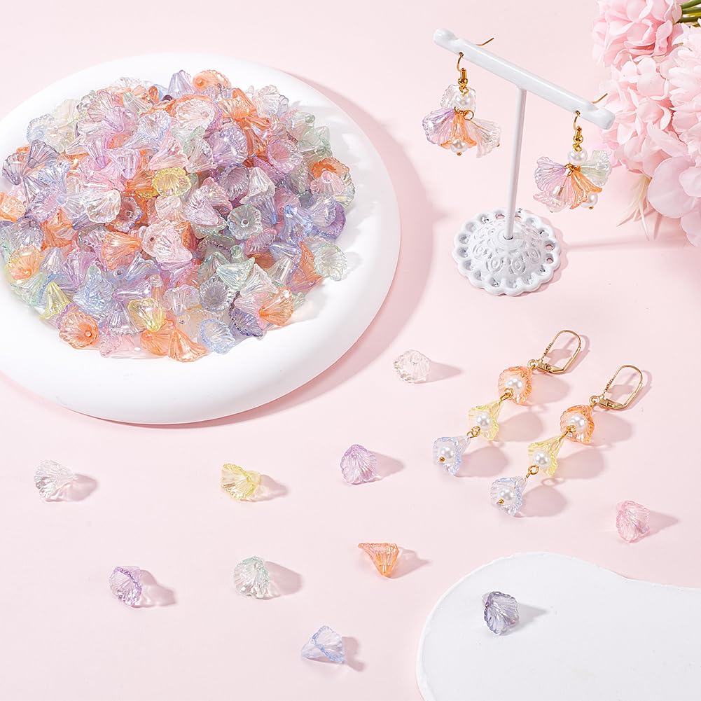 Craftdady Acryl Perlenkappen – Transparent Grün, Blumenform, 24 Mm | 30 Stück Für Schmuckherstellung & Basteln