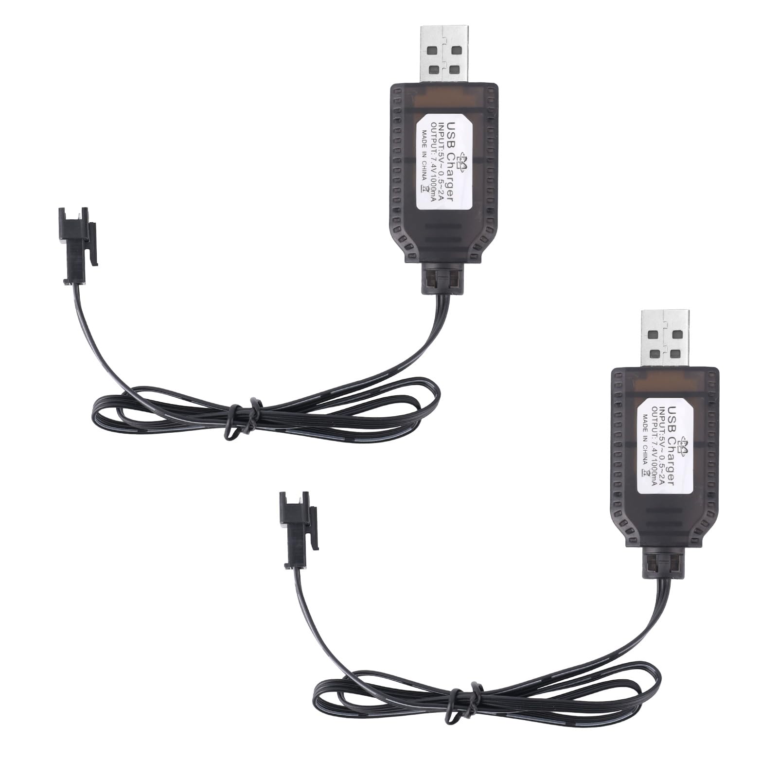 2pz 7.4V SM-3P USB Caricatore Cavo Ricambio, 2S Li-ion Batteria Caricatore Spinotto 3 Pin per Automobile Telecomando/Aereo/Carro Armato/Barca/Altri Dispositivi Caricamento Veloce Protezione