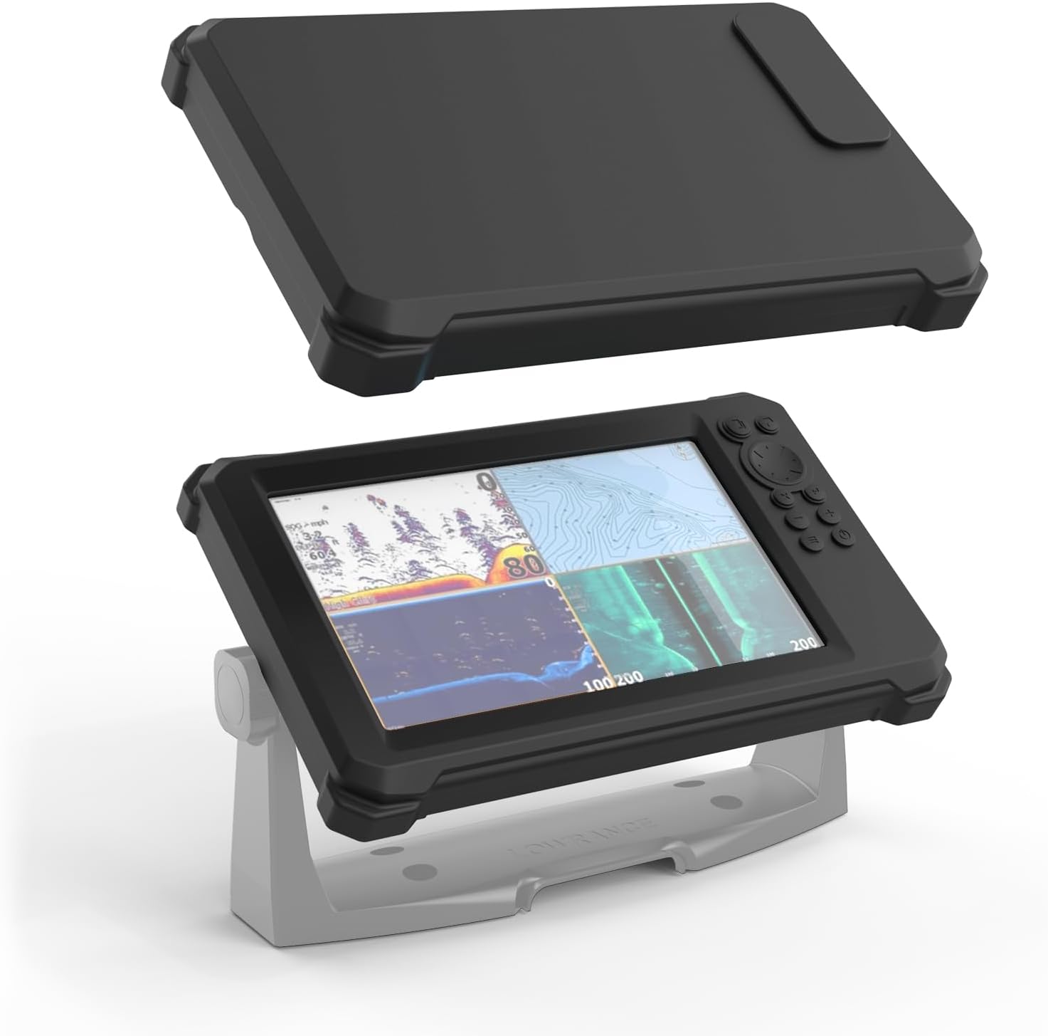 HOLACA Silicone Protective Cover Case for Lowrance Eagle Eye 9" Fishfinder, Full-Coverage and Anti-Scratch Skin(Black)