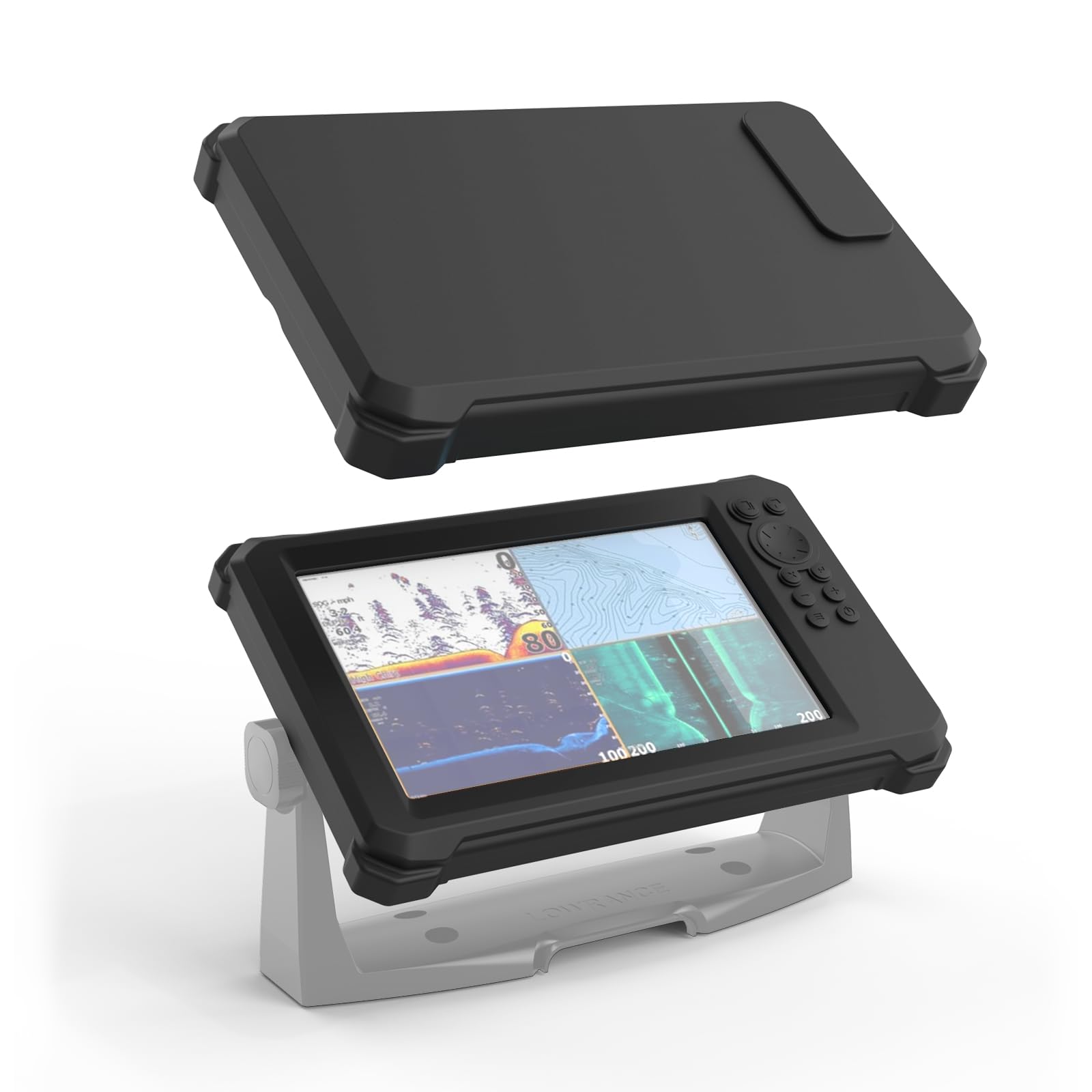 Fish Finder Silikon-Schutzhülle und Sonnenabdeckung für Lowrance Eagle Eye 22,9 cm und Lowrance Eagle 22,9 cm, vollständige Abdeckung, kratzfest, rutschfest, Schwarz
