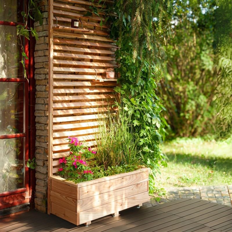 Tendencio Jardinière avec Panneau Brise-Vue en Bois WOODARIA (h180 x 59 x 43)