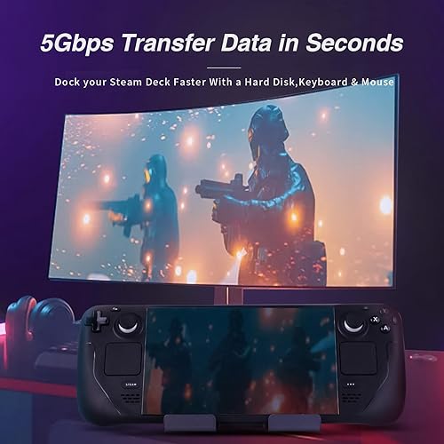 Miniatura 4 de Estación de acoplamiento para cubierta de vapor, OBERSTER 6 en 1, con HDMI 2.0, 4K a 60Hz, Gigabit Ethernet, 3 USB A 3.0 y puerto de carga USB C,