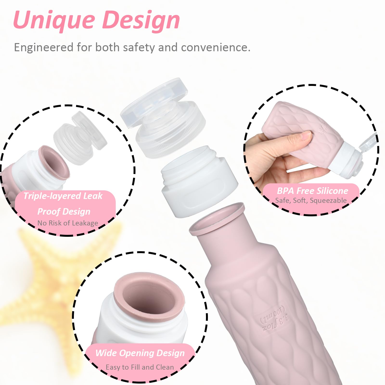 Set 16 Pezzi Contenitori Viaggio Per Liquidi 100ml - Silicone Senza BPA, Kit Aereo Per Shampoo E Crema - Foto 9