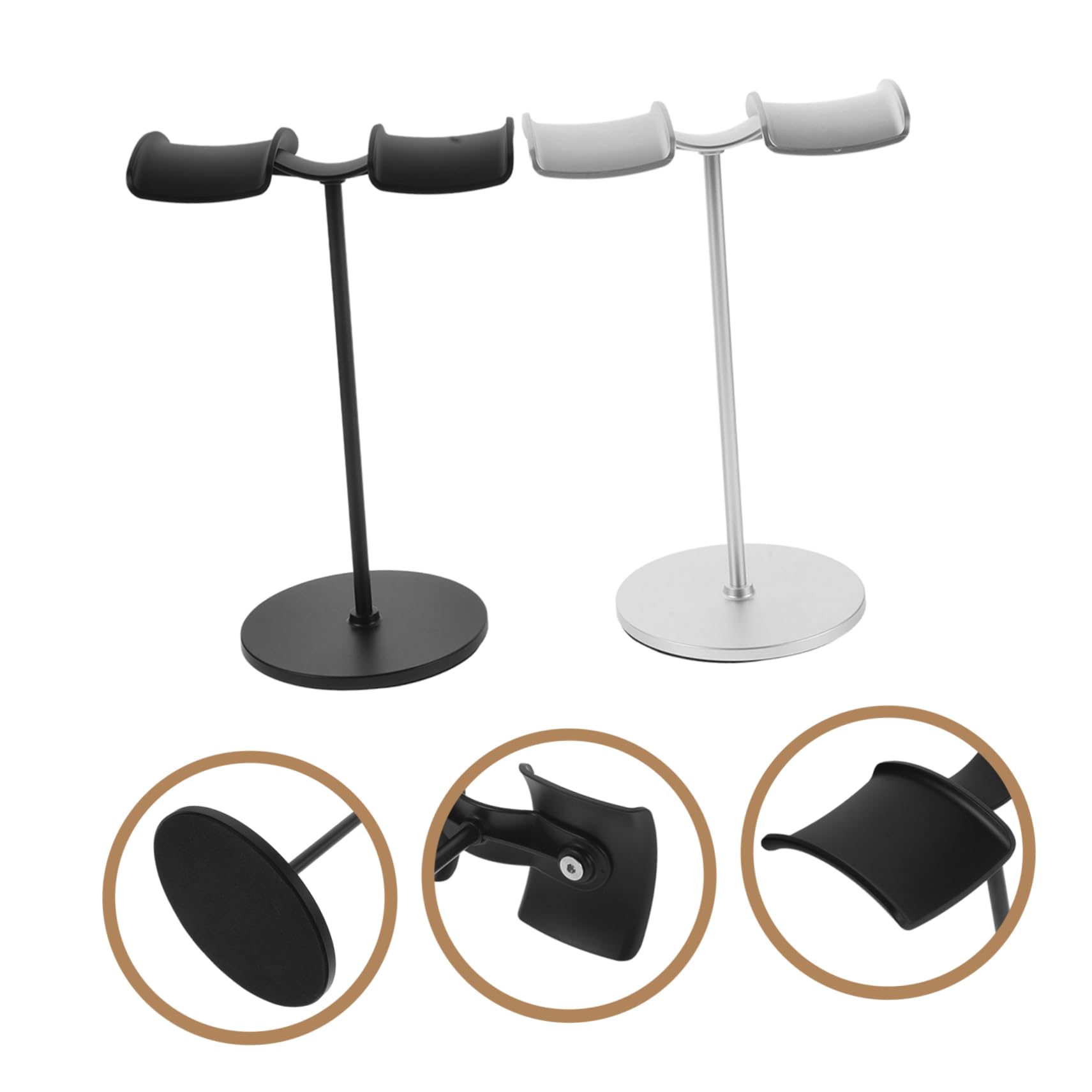 SHINEOFI 2piezas Soporte De Exhibición Para Auriculares De Escritorio Soporte Para Auriculares Estable Material De Aluminio Color Negro Para Estudio o Sala