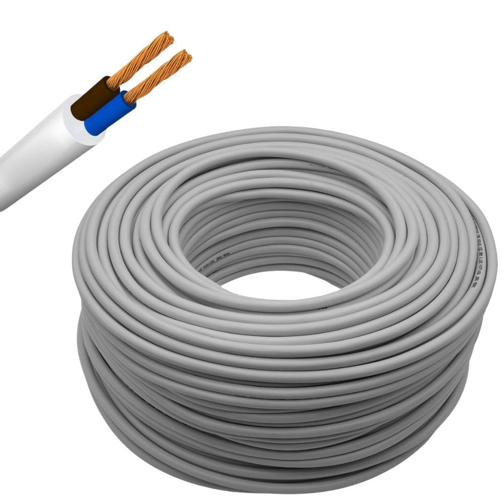 Cavo Elettrico Grigio FROR Gommato Flessibile Tutor Bipolare Antifiamma 2 Fili per Impianti e Prolunghe Elettriche (sezione 2x2,5, Metri 50)