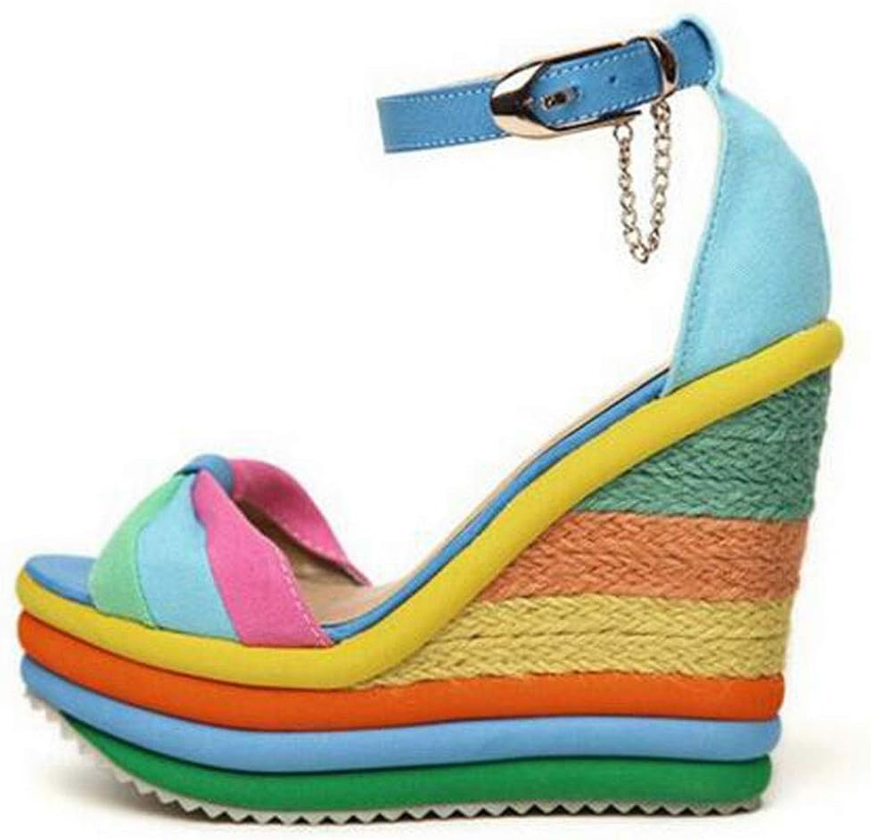 SaraIris Sandals for Women Gladiator Ankle Strap High Heel Platform Wedge Rainbow Sandals for Women - Image 2