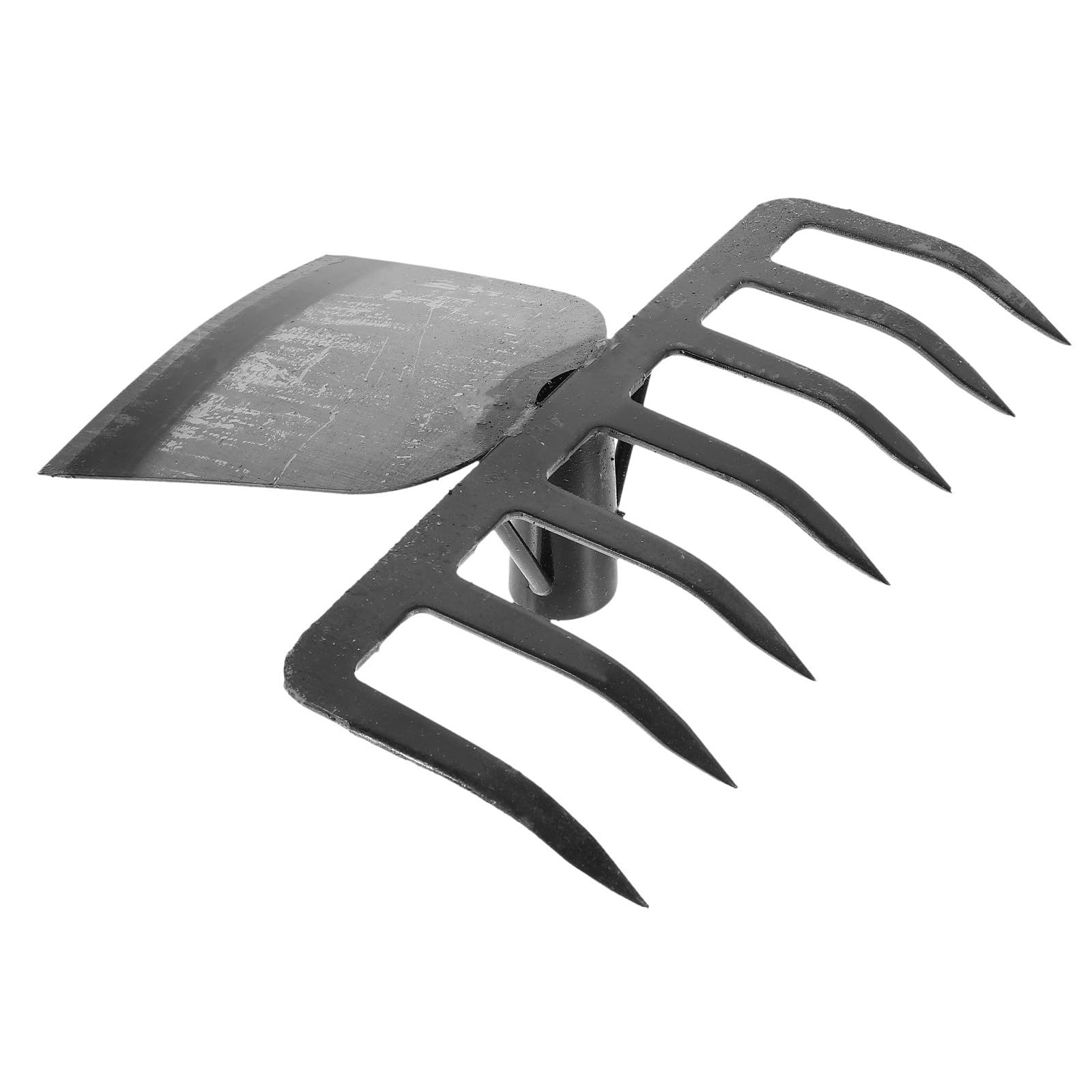 Houe de Jardin avec Râteau, Outil Multifonction en Acier Inoxydable Noir