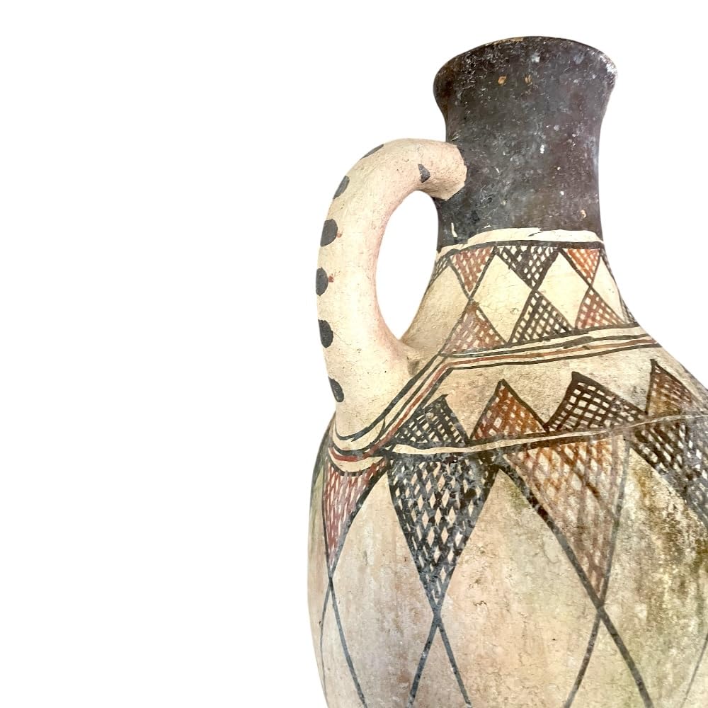 Vaso Anfora Berbera Marocchina in Terracotta Realizzata a Mano, Anfora Decorativa Artigianale, Stile Etnico per Arredo Casa, Vaso da Pavimento 42 cm