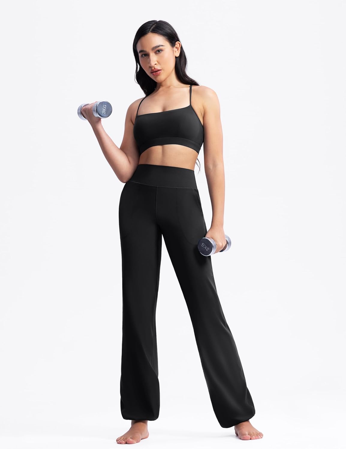 POSHDIVAH Women's Creamluxe Elastic Bottoms Straight Leg Sweatpants High Waisted Yoga Athletic Joggers with Pockets - Image 8