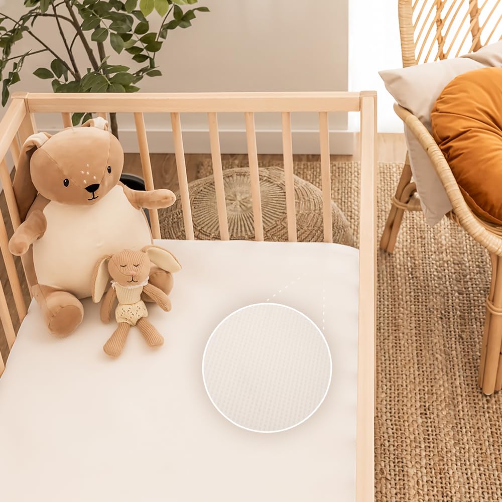 Cecotec Protector De Colchón 60x120 Flow Protectbaby. Para Cuna Impermeable y Transpirable 100%,Tejido de Malla Suave. Lavable A Altas Temperaturas. Fabricado España Certificado Oekotex