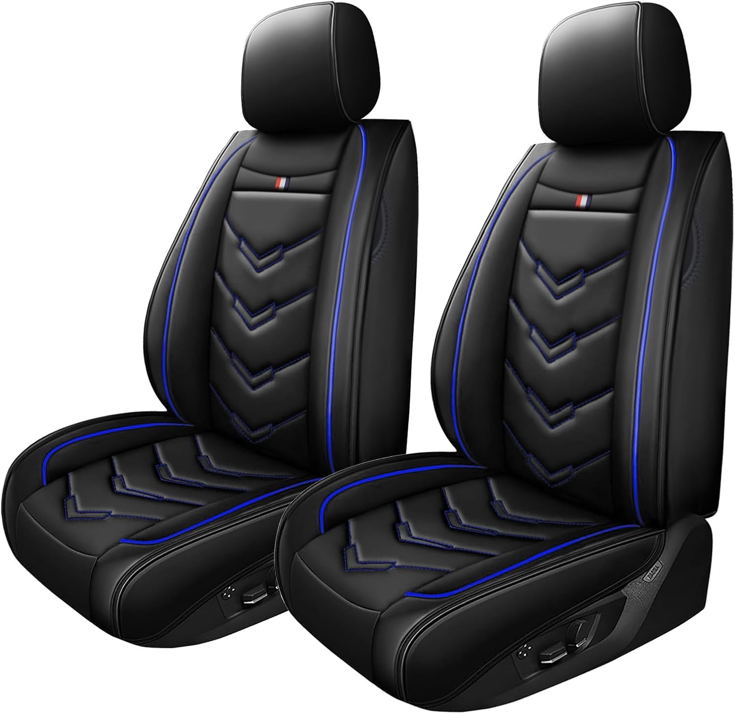 Car Seat Cover for Chevrolet Trax 2015-2025, Waterproof Durable Compatible Airbag, Premium Leather Seat Protector(2 Seats Standard,Black Blue)