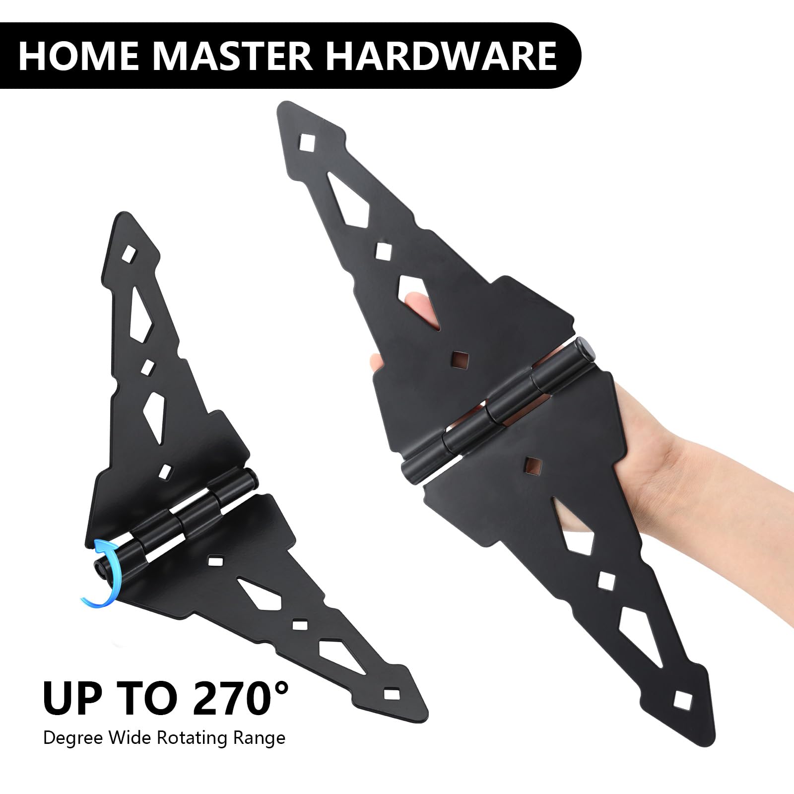 HOME MASTER HARDWARE 8" Heavy Duty Gate Hinges, 6 Pack Strap Hinges, Black — Amazon image 5
