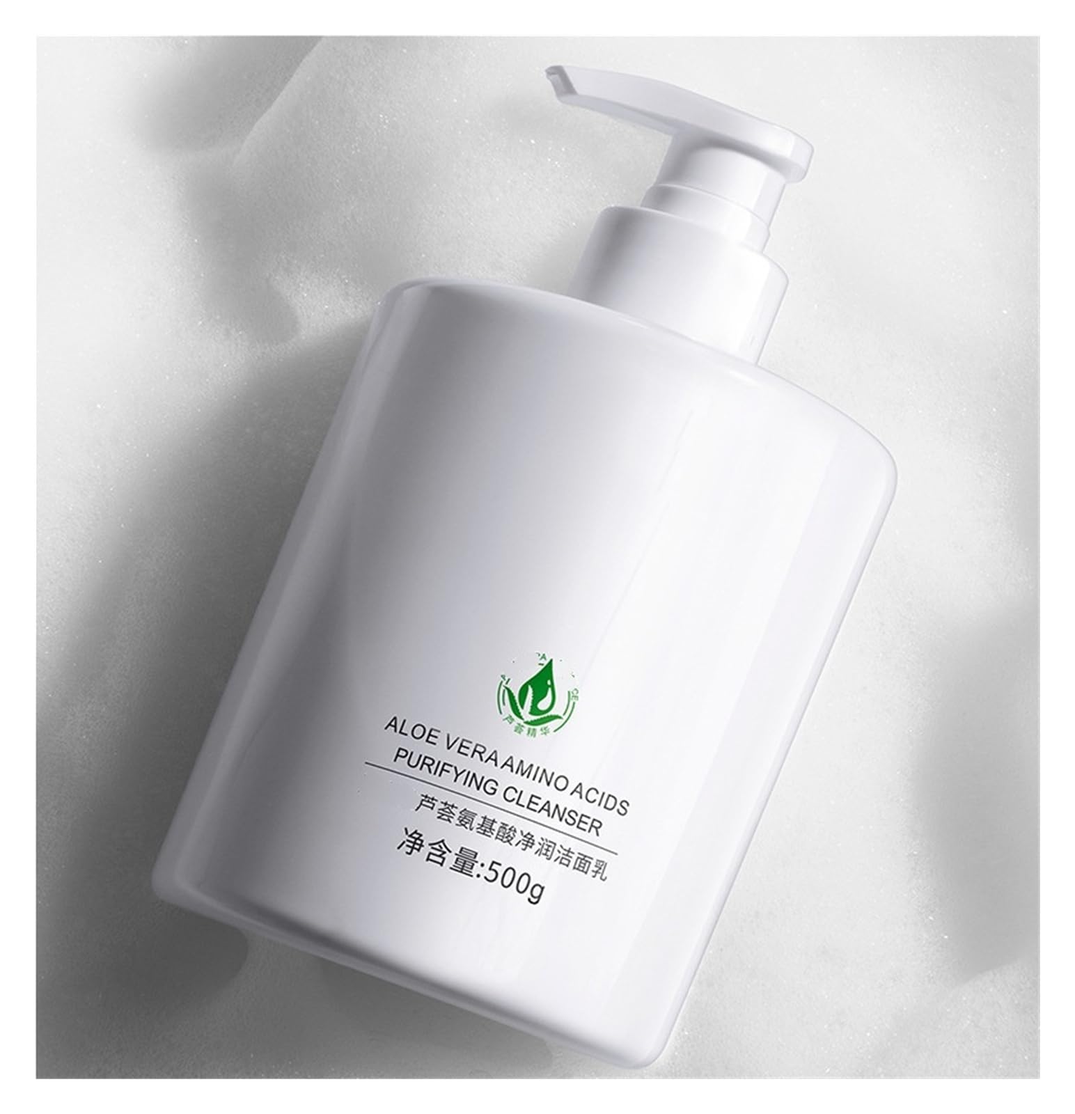 Un must! Bottiglia grande da 500 g di detergente viso all'aloe vera, schiuma ricca, pulizia delicata