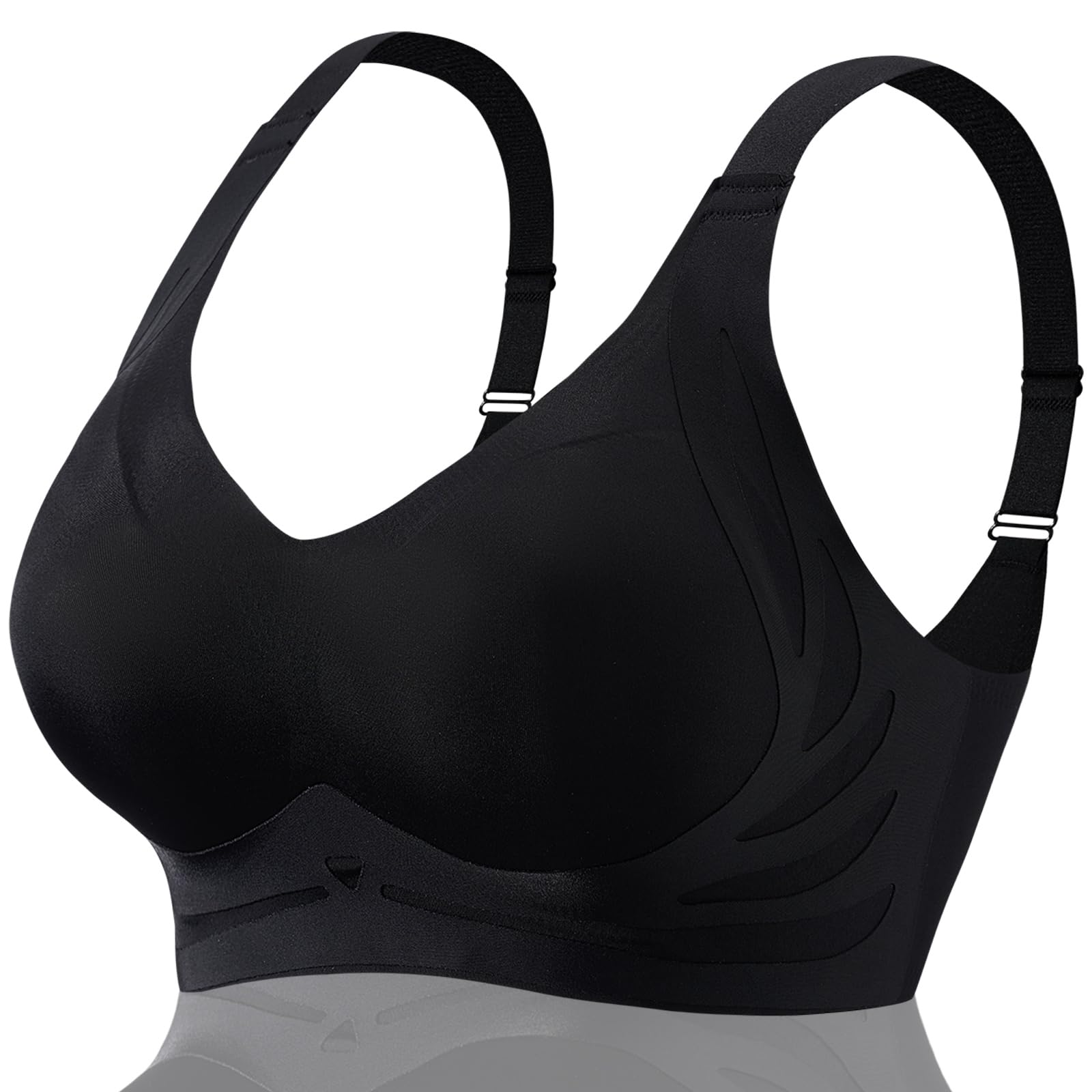 FHTECO Smoothing Bra Anti Sagging Wireless Push Up Bras for Women No Underwire Full Coverage Bra Comfy Bras for Women