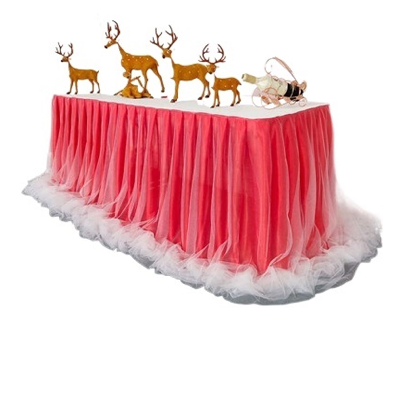 LuoAXINN Tutu Table Skirt Chiffon Organza Wedding Table Skirt for Cloth Party Banquet Decoration Skirting(Red)