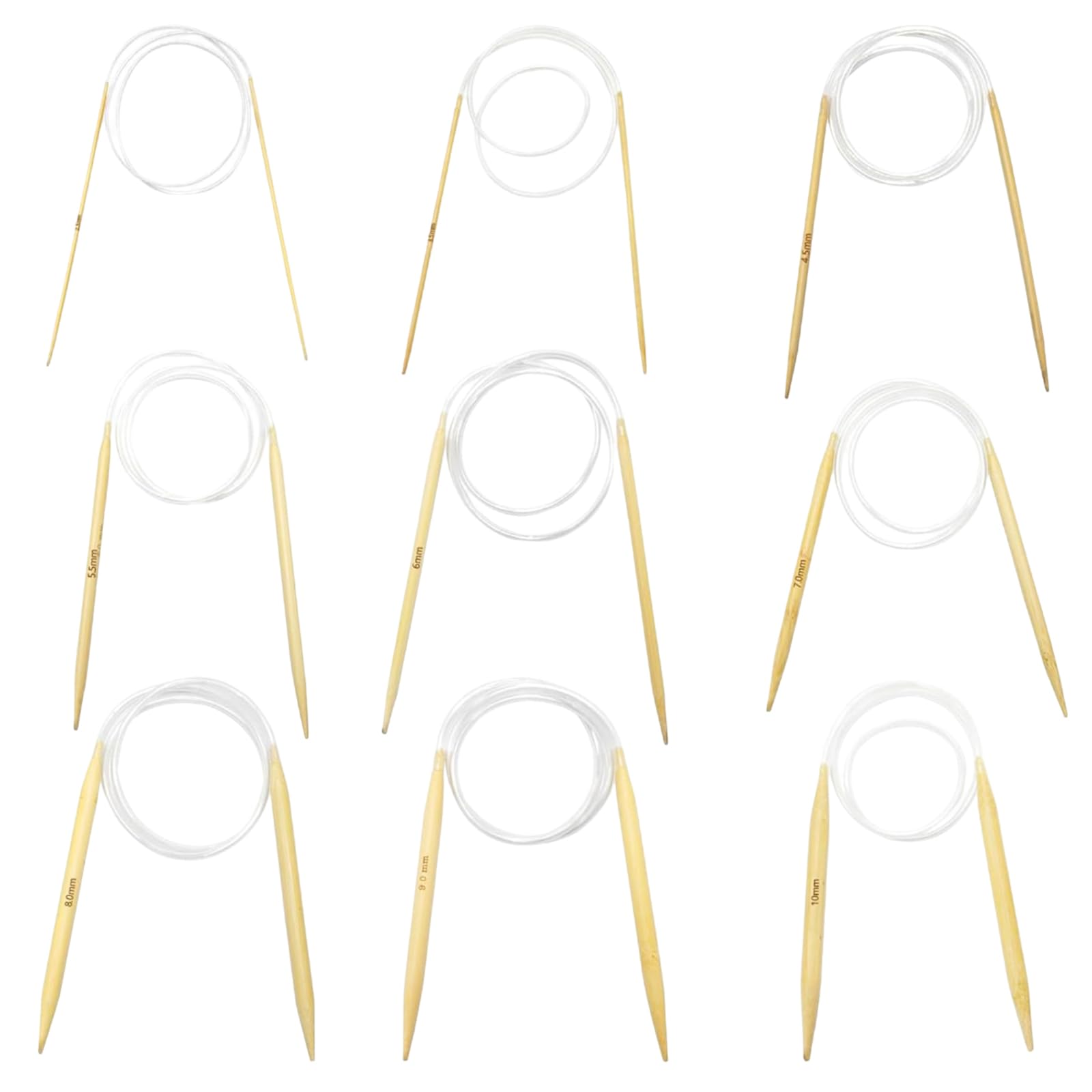 9 Pcs Different Size Circular Bamboo Knitting Needles Set, Double Pointed Knitting Needles, Natural Bamboo Circular Knitt-ing for Beginners and Professionals (2.5,3.5,4.5,5.5,6,7,8,9,10 mm)