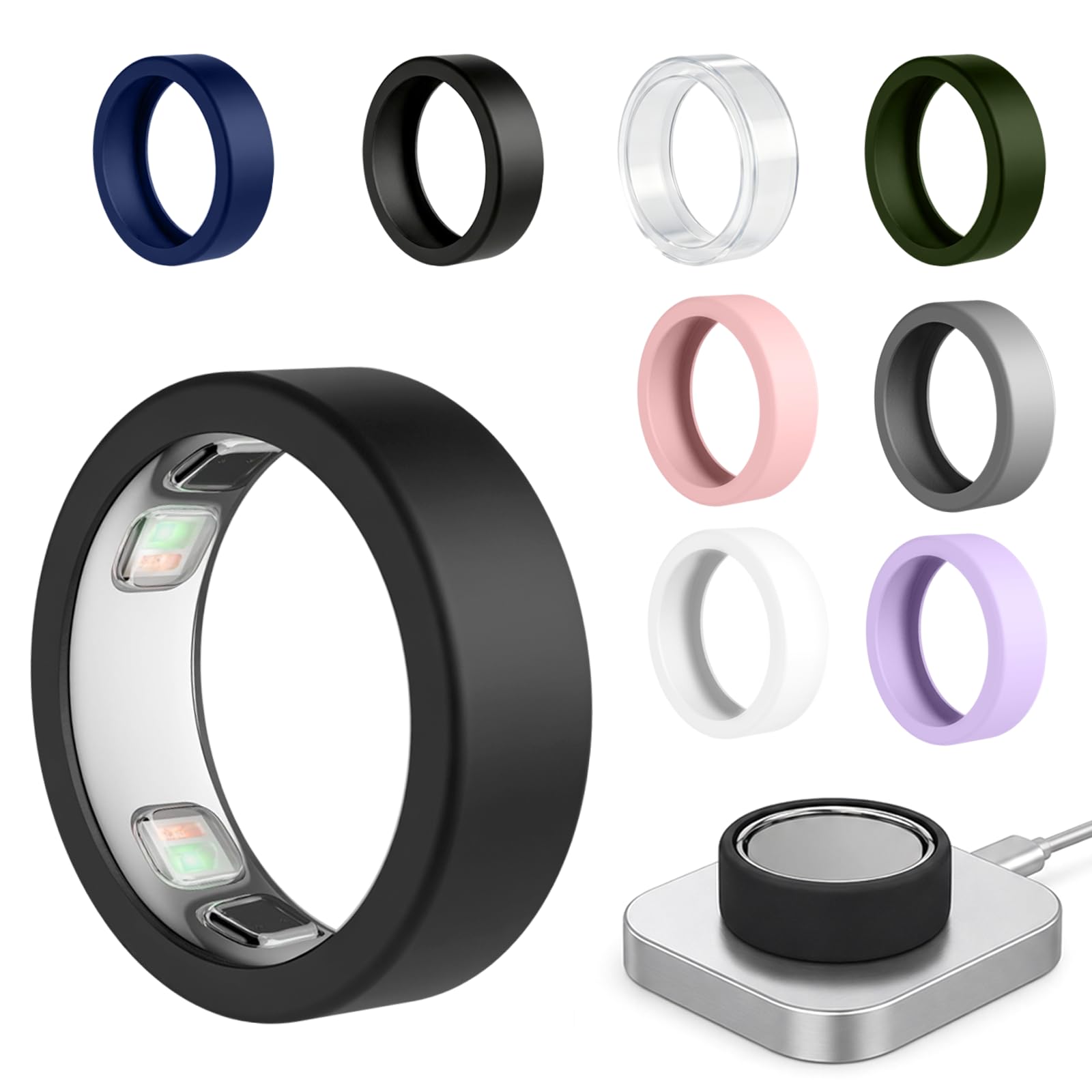 Photo 1 of Ring 5 Cover–Compatible with Oura Ring Gen 5 Silicone Protector, Anti-Scratch Protective Case, Supports Charging Smart Ring Accessories for Men Women?8 Pack Size S Fits 6/7/8?
