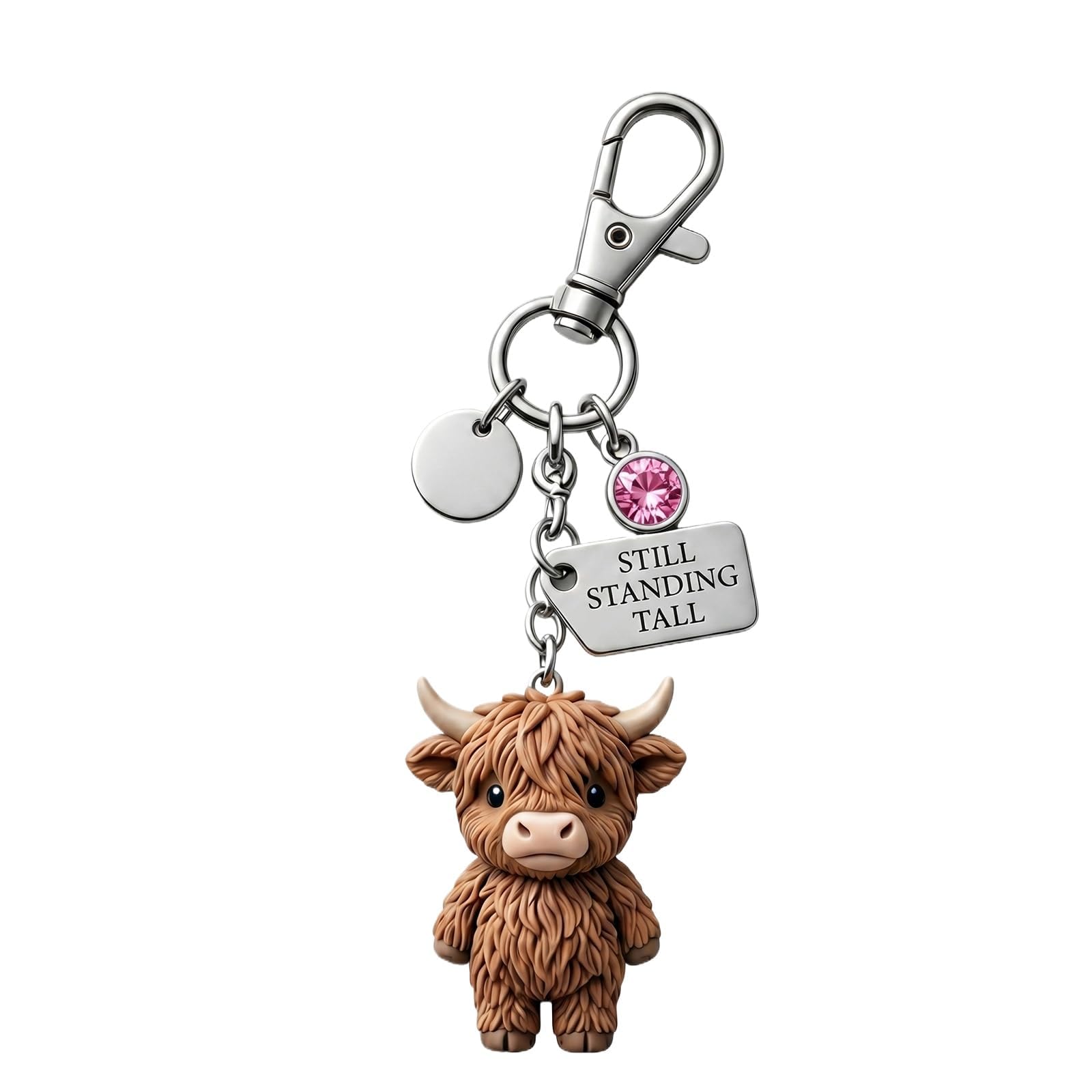 Géneric Highland Cow Keychain, Cute Highland Cow Key Ring, A Little Highland Cow for You (A,Pink,1)