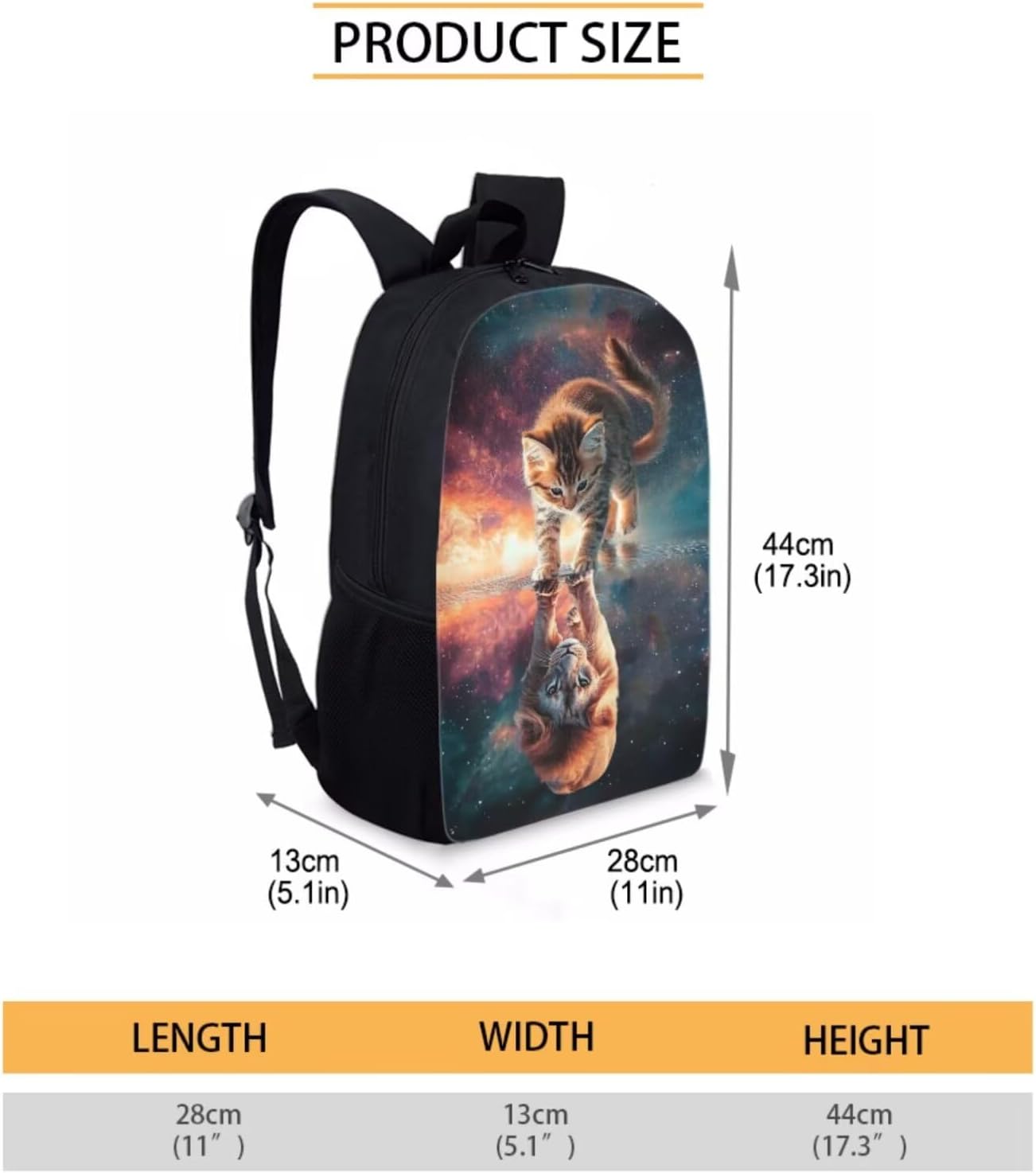 Cat Backpack and Lunch Box Set Girls 6-8/8-10/10-12 Lion Kids Elementary School Bookbag with Lunch Bag 3 in 1 Galaxy Space Middle Student Book Bags Lunchbox Pencil Case Teen Schoolbag