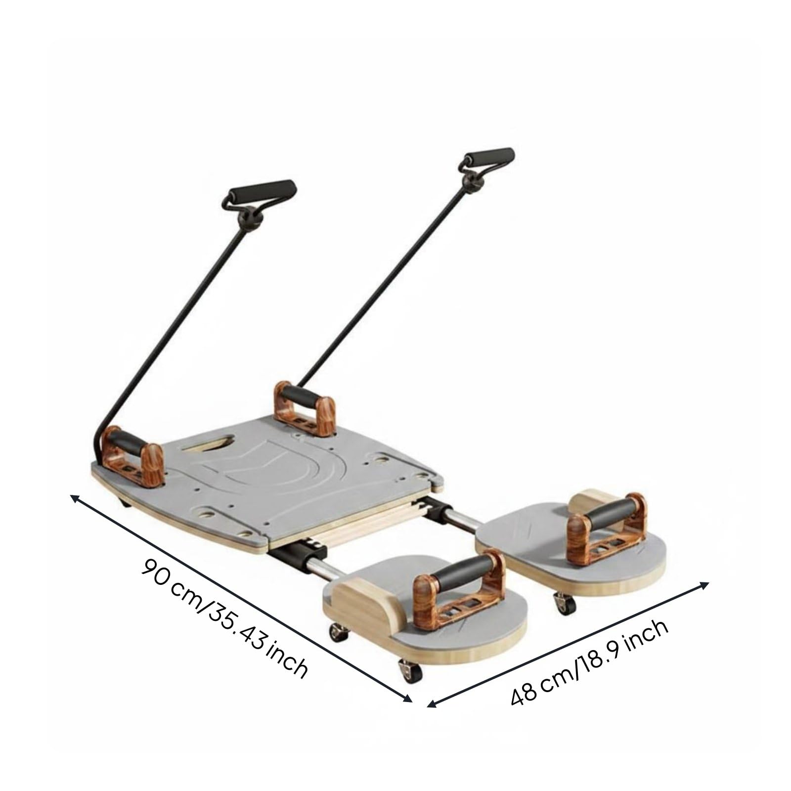 Amagogo Pilates Trainingsboard Pilates Maschine Pilates Reformer Fitnessgerät Bauchmuskeltrainer mit Dreistufiger Intensität Und Gleitender Schiene aus , Holzgrau