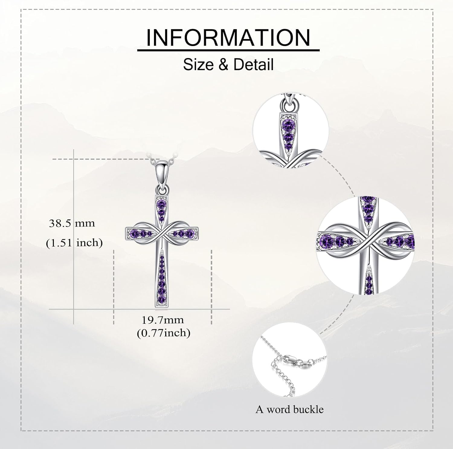 Infinity Cross Necklace Cross Birthstone Necklace Christian Religious Jewelry Birthday Gifts for Women Wife Mom - Image 5