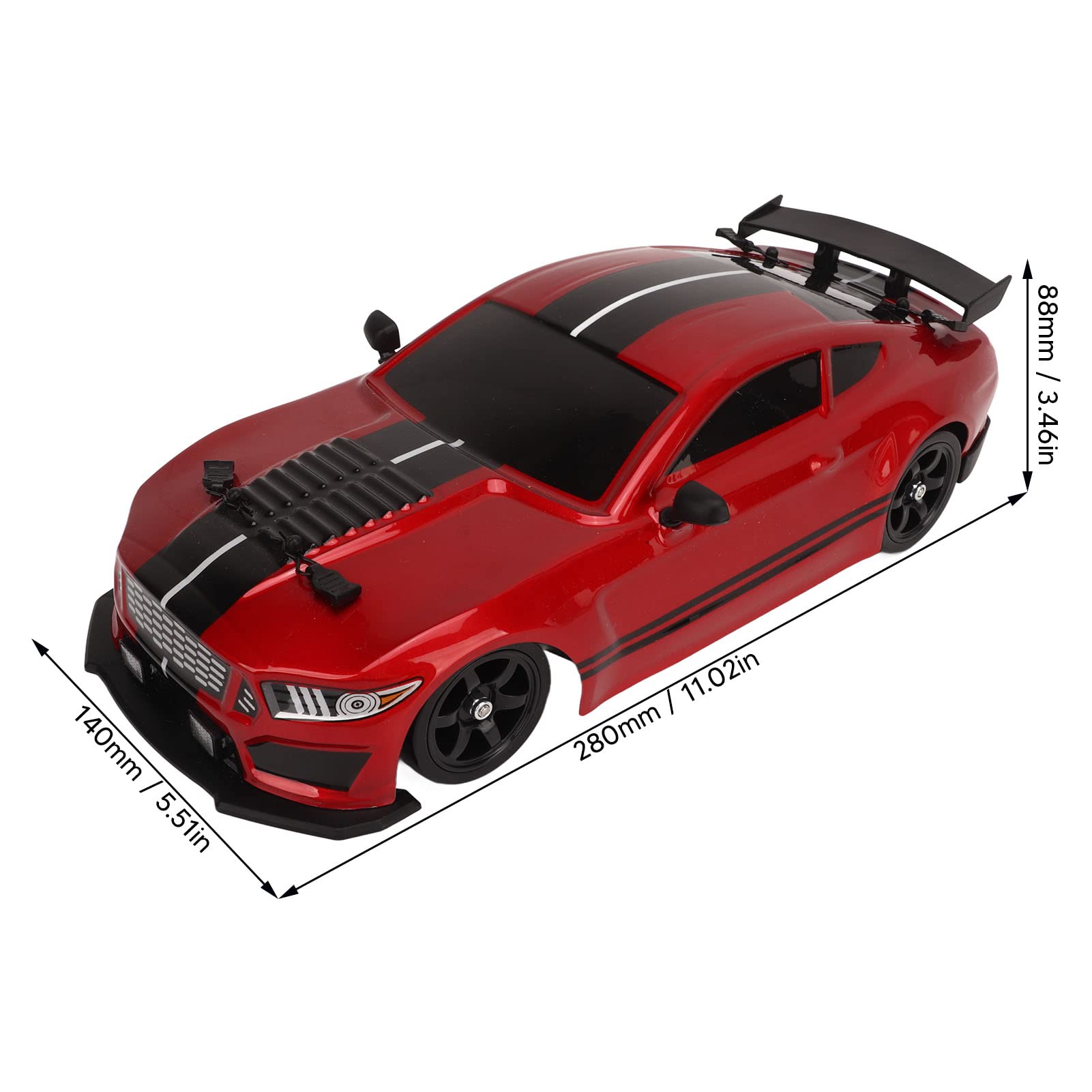 BuyWeek Macchina Telecomandata, 1/16 2.4 Ghz Auto Telecomandata 18km/h Auto RC con Luci a LED per Bambini Adulti (Doppie Batterie)