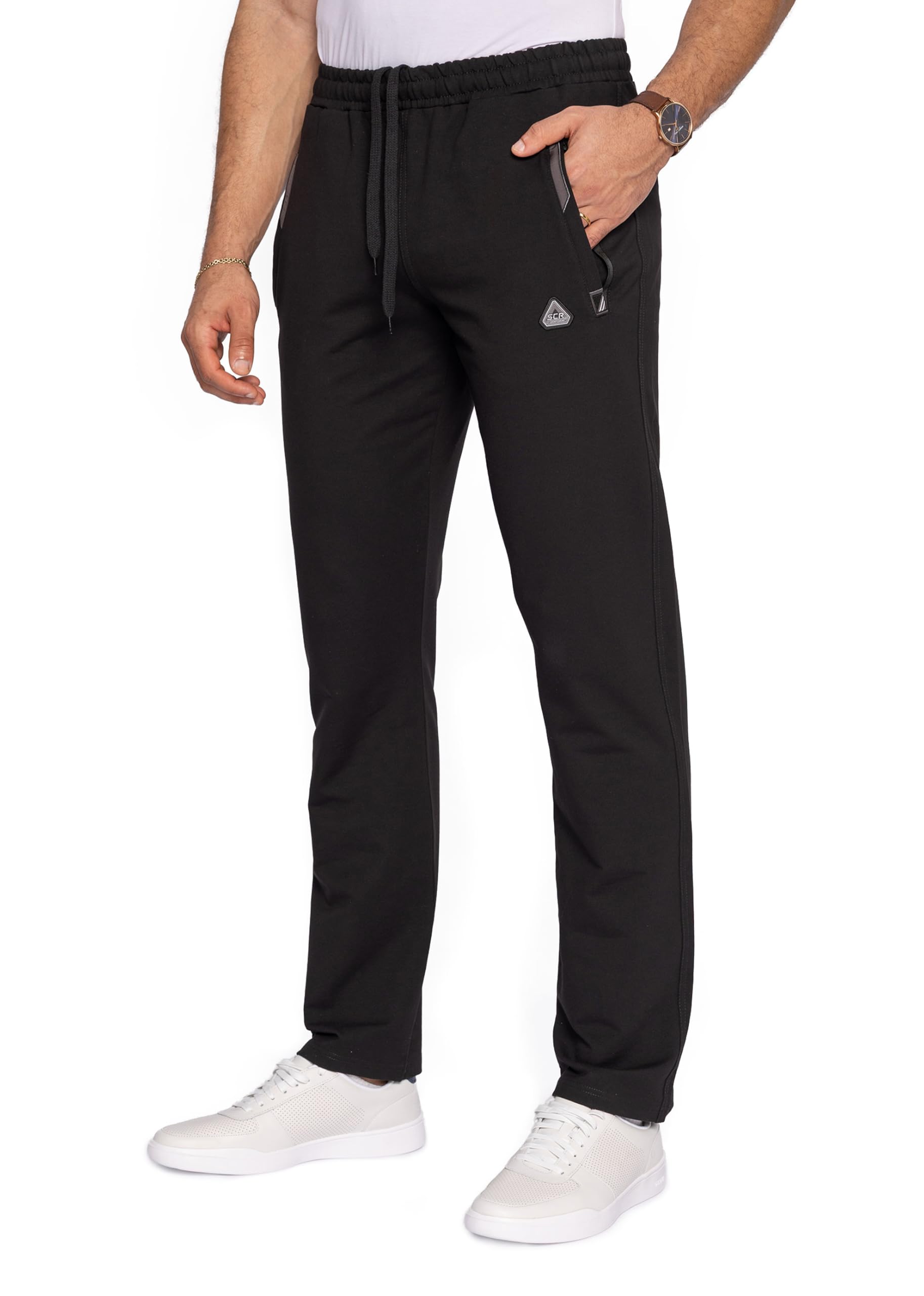SCR Men's Workout Activewear Pants Athletic Sweatpants Long Inseam Black Grey - Black -
