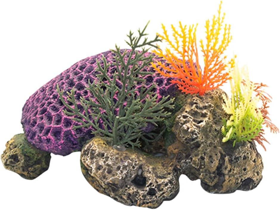 HANABASS Aquarium Turtle Coral Decor Simulation Resin Fish Tank Decoration 7.08X5.51X3.54In Realistic Coral Ornament for Aquatic Turtle and Fish Tank Landscaping