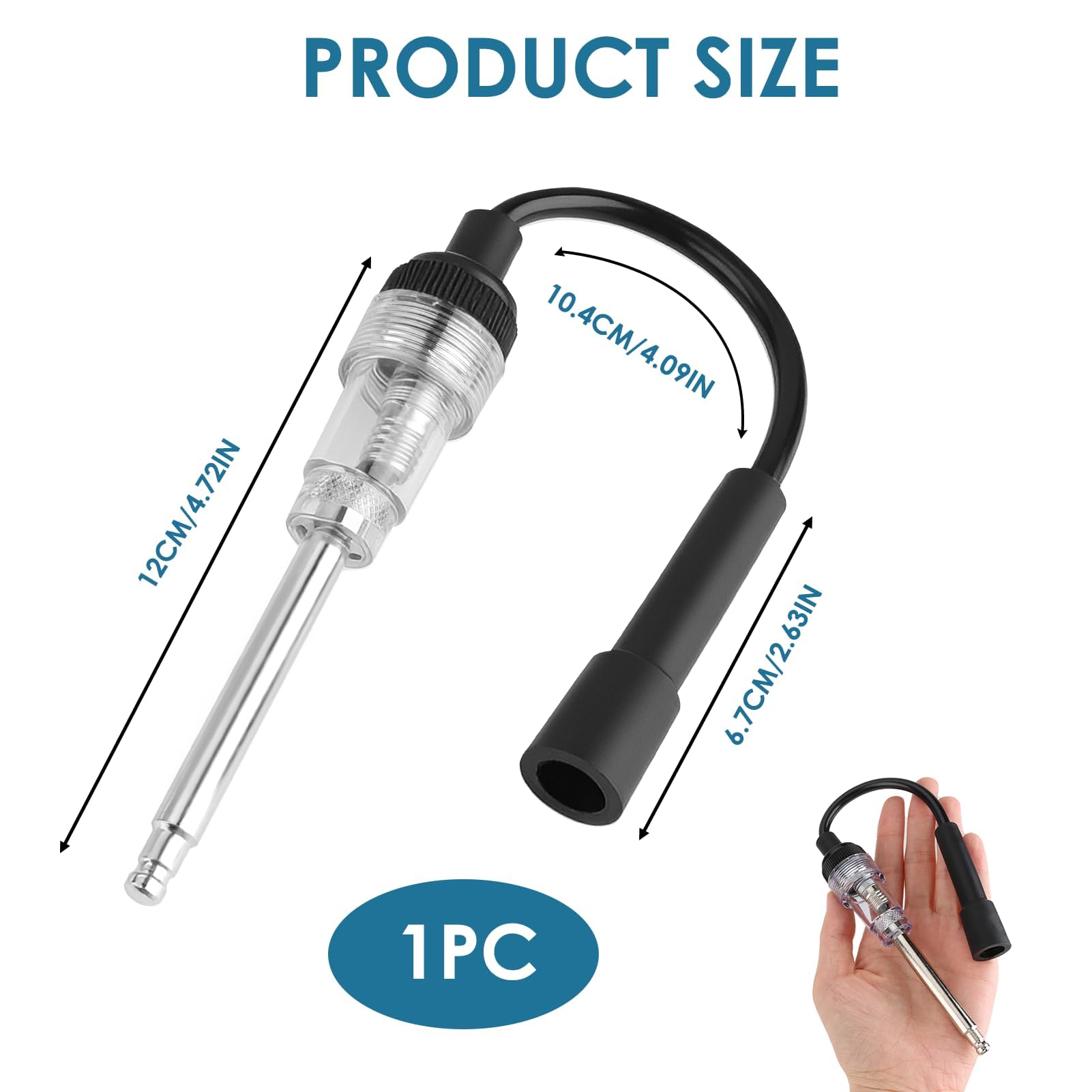 Tester per Candele Regolabile per Auto e Moto, Rilevatore di Scintille e Tester per Bobine di Accensione, Controllore di Sistema, per Motori, Tosaerba, Generatori