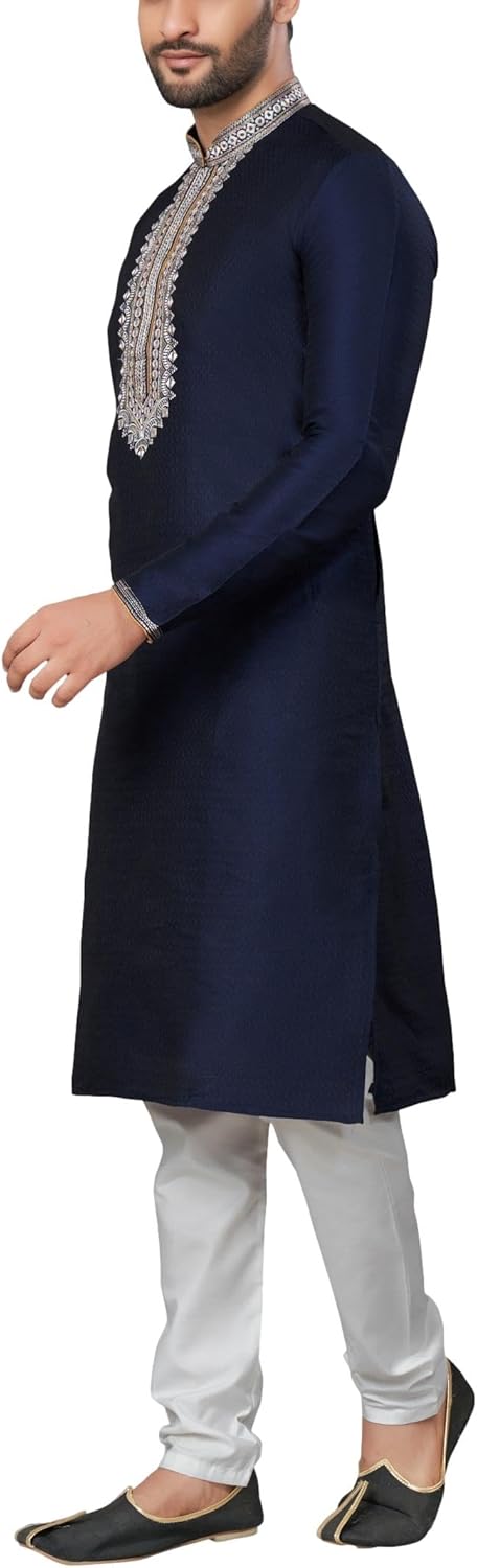 SK120 Men's Kurta Pajama Set Indian Traditional Party Wear Outfit - Image 4