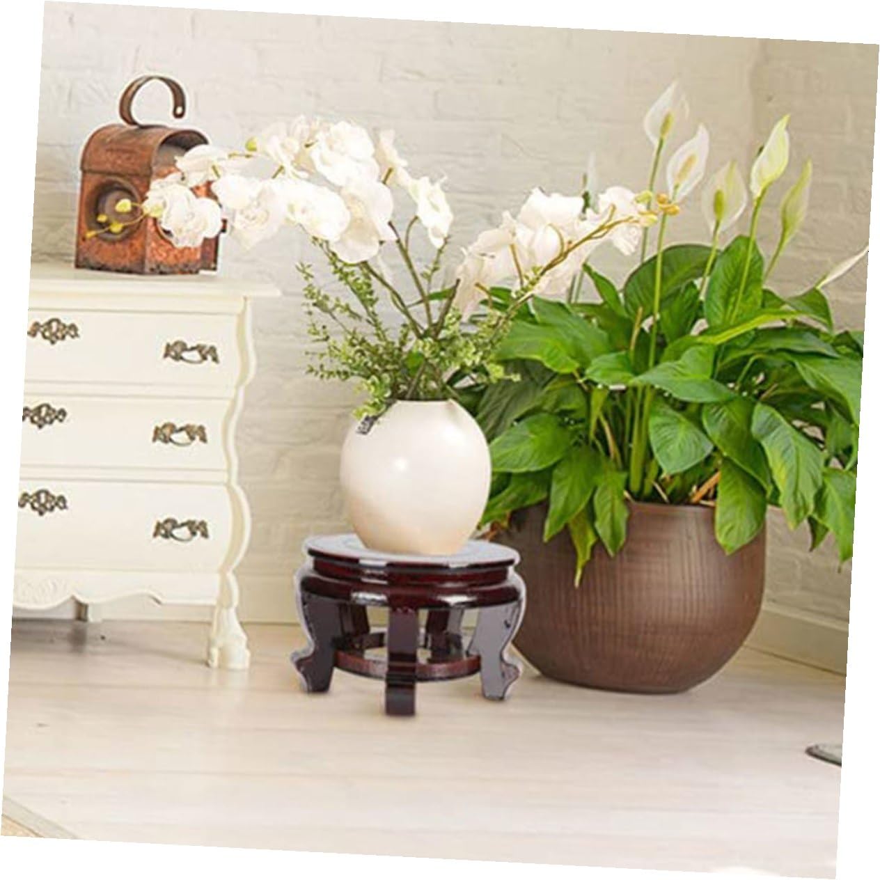 MAGICLULU Soporte para Macetas de Madera Maciza Soporte Resistente y Elevador de Macetas Base Estable en o Entradas Adecuado para Plantas Pequeñas y Peceras