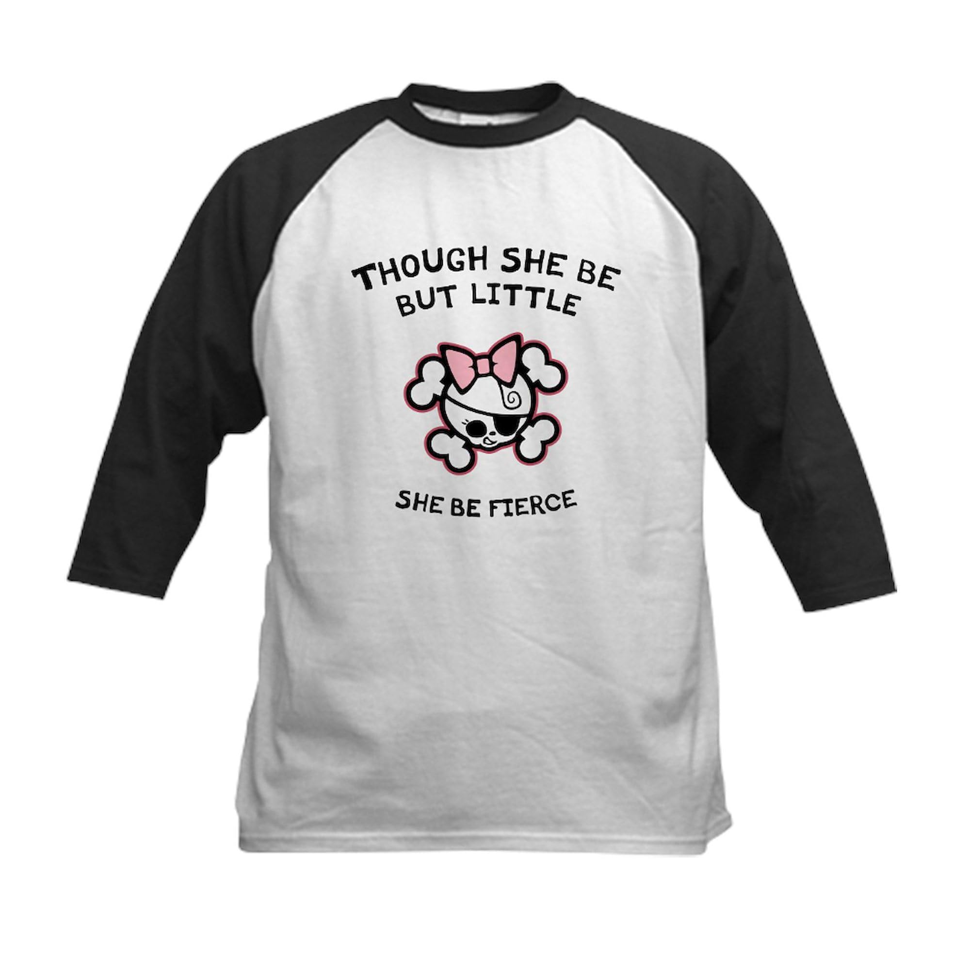 CafePress She Be Fierce Kids Baseball Jersey Kids Cotton Baseball Jersey, 3/4 Raglan Sleeve Shirt Black/White