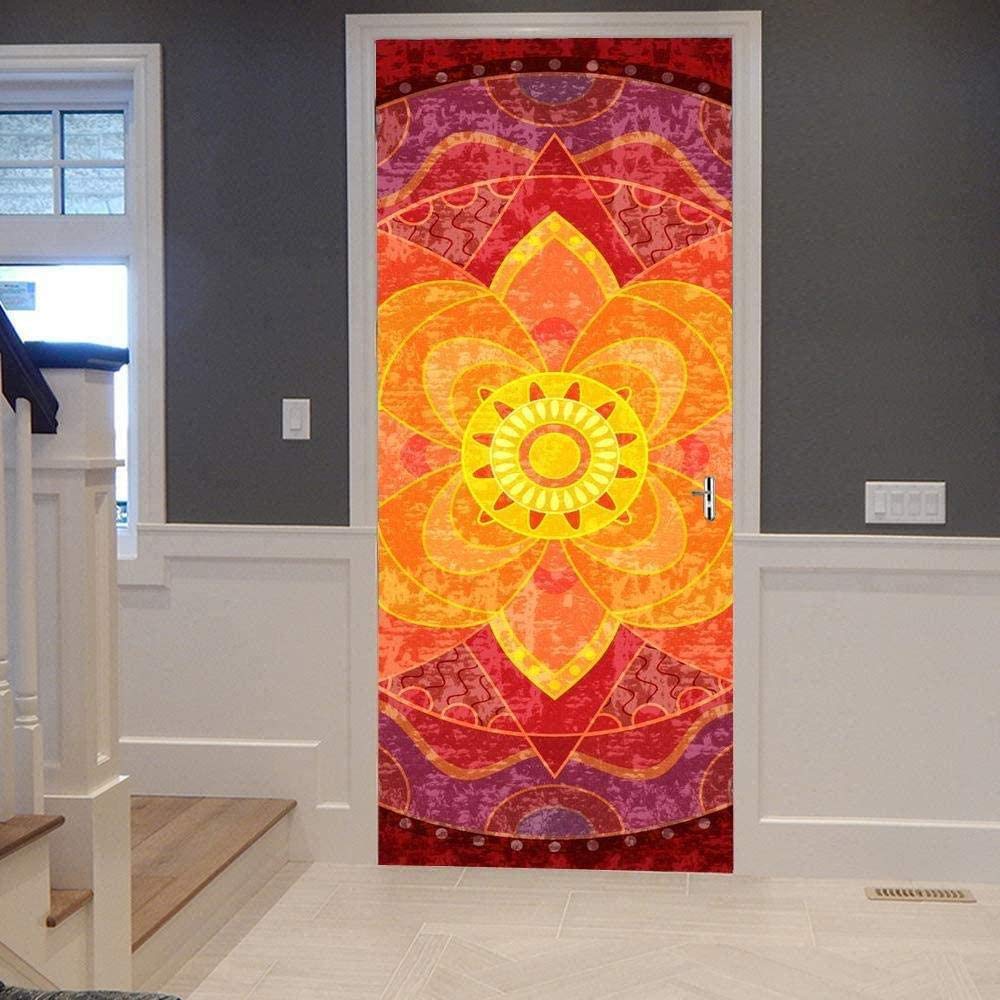 3D Sticker mural de porte armoire réfrigérateur plage déco maison