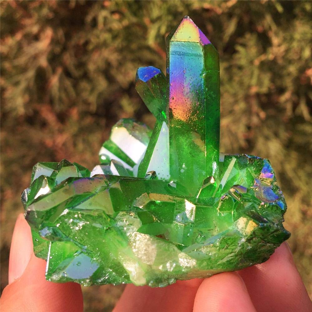 グリーン オーラ水晶 クラスター Amazon｜1ピースレア美しい緑色の炎オーラ水晶クラスター標本-170g