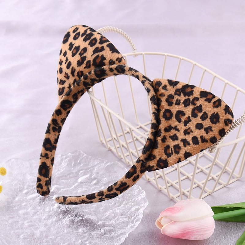 ShiQiao Spl Leopard Cat Ears Headbands for Women Halloween Hair Bands Hoops Womens Cheetah Print Hairband Headpiece Animal Kitty Ear Headband Headwear for Women Halloween Birthday Christmas Gift - Image 6