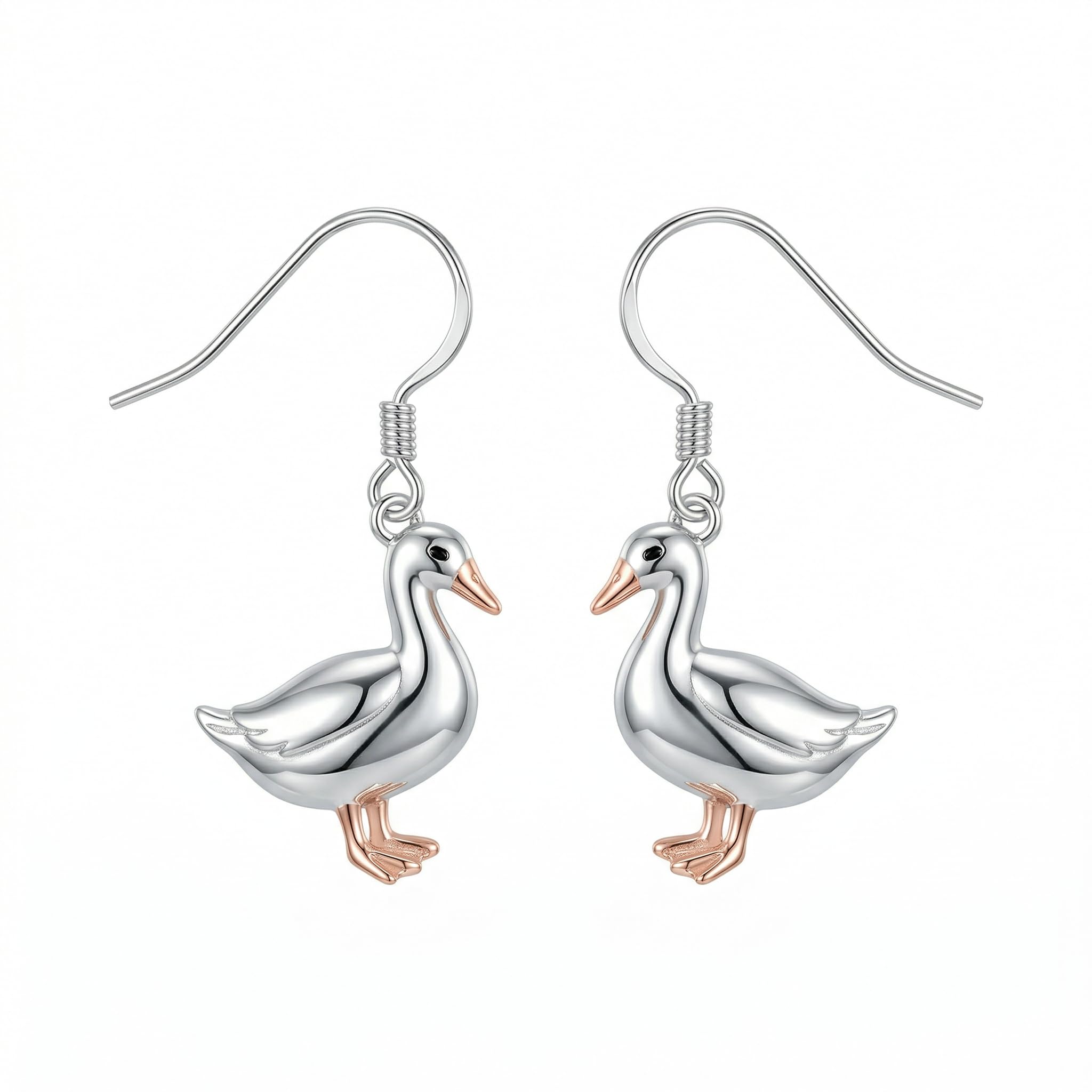 Gänse-Schwinge Ohrringe 925 Sterlingsilber niedliche Tiere Ohrringe süße Gans Schmuck Geschenke für Frauen